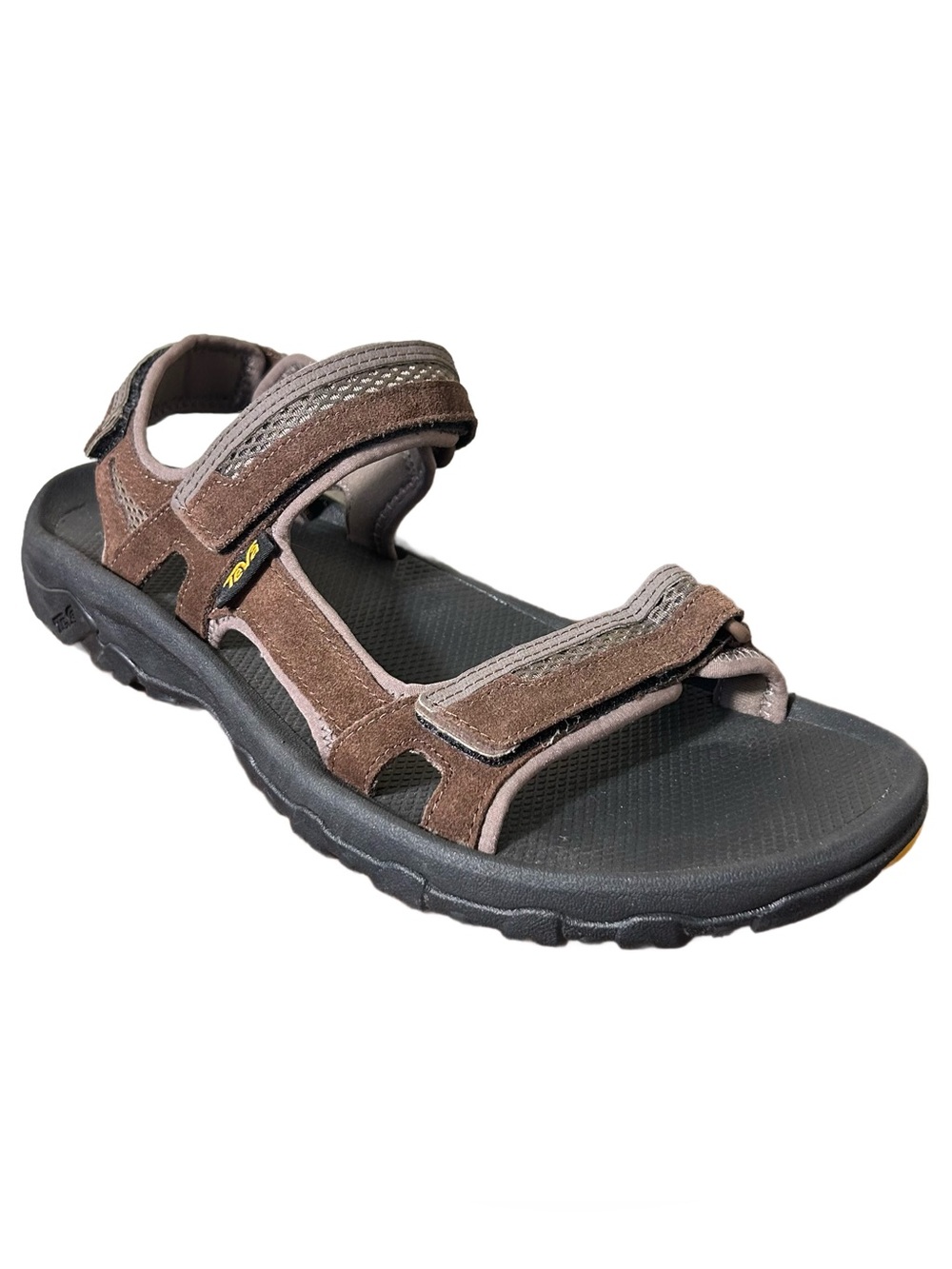 Teva Men's Sandals Size 13 Hudson Brown Suede Adjustable Hook and Loop